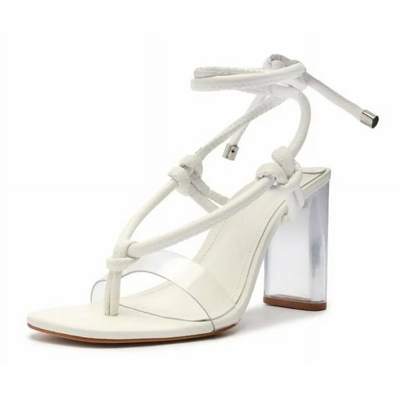 NWT SCHUTZ white ankle heel sandal Sz 9 - Picture 1 of 7